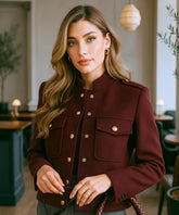 Comprar jaqueta feminina lã botões dourados militar alfaiataria elegante trabalho social inverno promoção ZARA